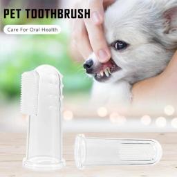 Gato suprimentos de limpeza super macio cão escovas de dentes sílica gel pet dedo escova de dentes de pelúcia cão mais mau respiração cuidados ferramentas - Image 3