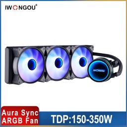 IWONGOU-CPU Dissipador de calor, Refrigeração líquida, Refrigerador de água do PC, Am4 para Intel 1700 1200 1151 2011 AMD, 240mm, Processador Argb120mm 4Pin - Image 1