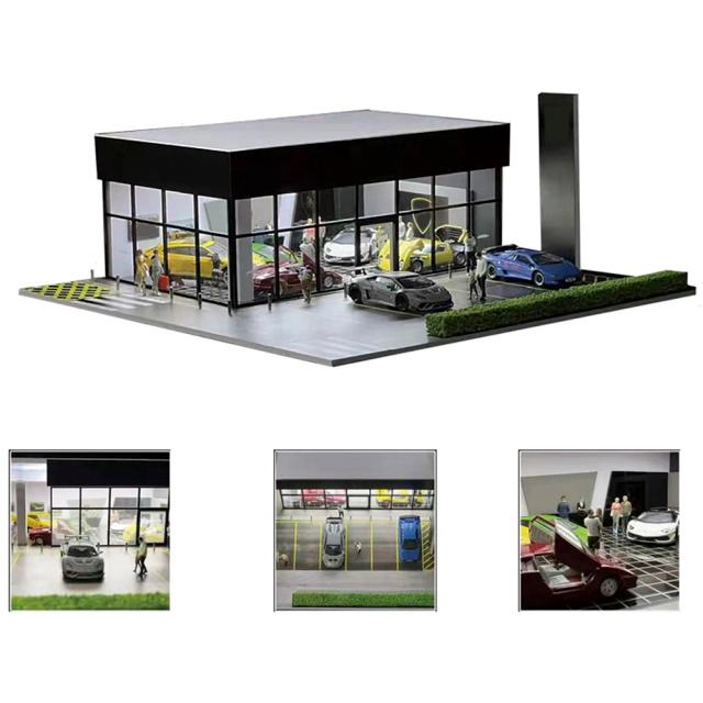 Modelo de Diorama de Garagem com Carro G FANS - Estacionamento em Miniatura com Luzes LED, DIY, Escala 1:64 e Combinável