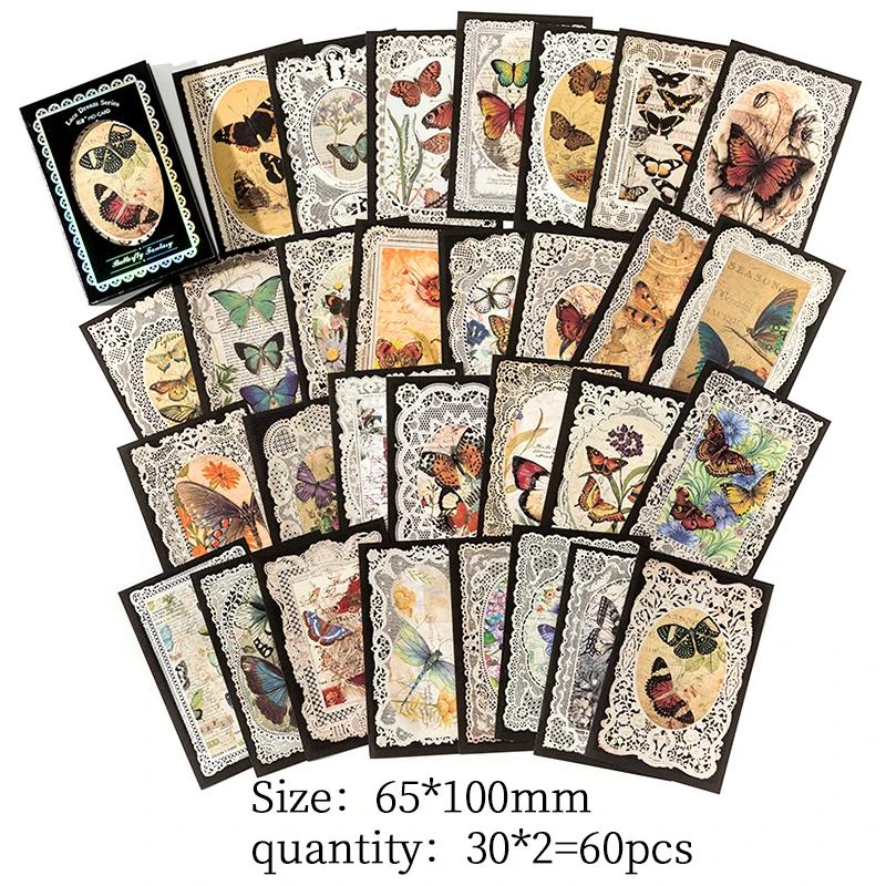 60 pcs/pacote material do laço do vintage papel decorativo diy para scrapbooking feito à mão junk journal suprimentos artesanato - Image 1
