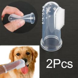 Gato suprimentos de limpeza super macio cão escovas de dentes sílica gel pet dedo escova de dentes de pelúcia cão mais mau respiração cuidados ferramentas - Image 1