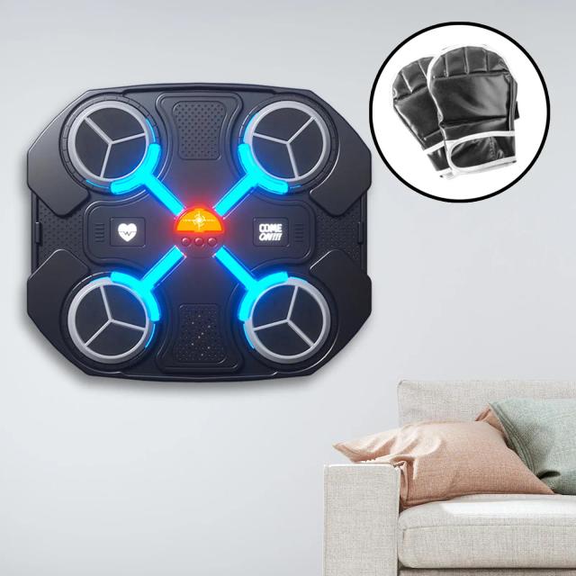 Máquina de Treinamento de Boxe com Luvas e Almofada de Perfuração para Crianças e Adultos com Música para Casa
