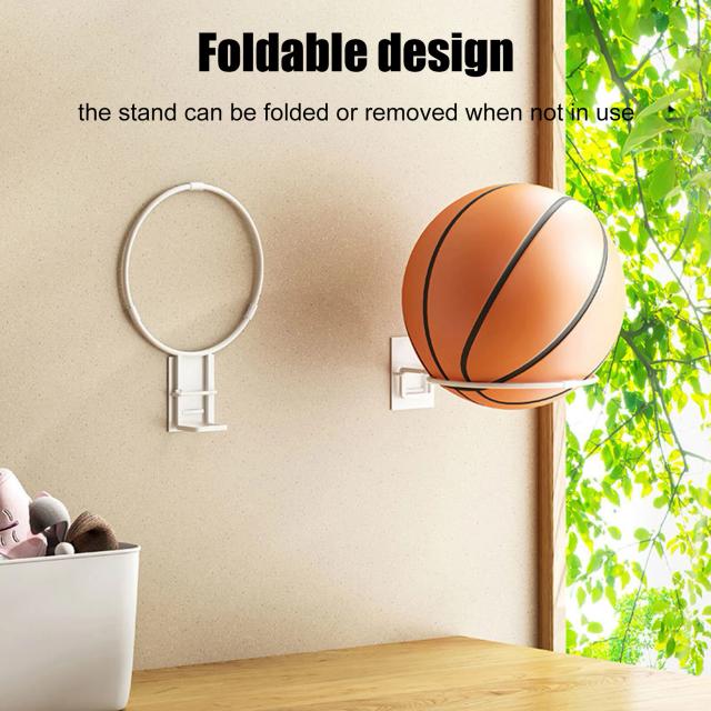 Suporte de parede para bola de esportes em aço carbono - Rack de exposição para basquete, vôlei, rugby e futebol (diâmetro 6.1cm)