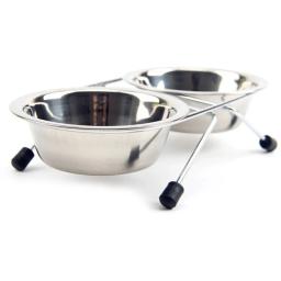 Cão tigela de aço inoxidável cão de estimação gato duplo tigelas suporte de ferro comida comida de água pratos alimentador suprimentos para animais de estimação tigela cão dogfood - Image 3
