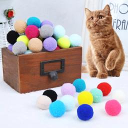 Brinquedo elástico bola de pele para gato, Cat interativo suprimentos, cor mista, poliéster, 10 pcs/set, 20 pcs/set, 30 pcs/set - Image 2