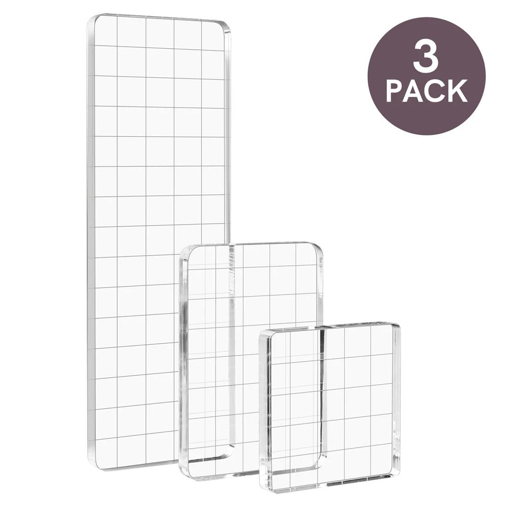 Kit de bloco de carimbo acrílico transparente, tamanhos variados, com linhas de grade, ferramentas de estampagem para diy, scrapbooking, artesanato, fabricação de cartão - Image 1
