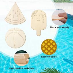 Coco e Flamingo enfeites de madeira, pintura DIY artesanato para crianças, decoração para festas na piscina, presentes suspensos, 12 unid, verão - Image 4