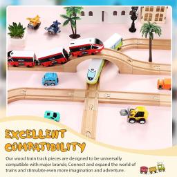 Trilha de trem de madeira Set para crianças, Brinquedos, Compatível com Biro, Todas as Marcas, Ferrovia, DIY, Ferroviário, Estrada, Acessórios, Presentes para crianças - Image 3