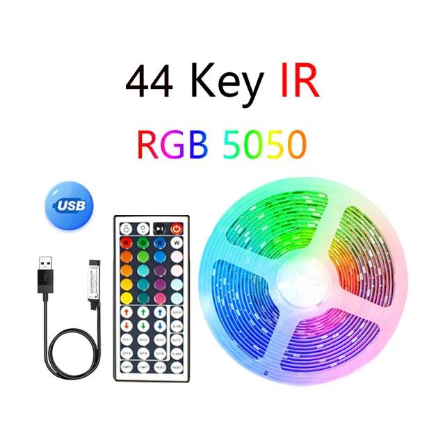 Fita de Luzes LED RGB 5050 com Controle Bluetooth e Mudança de Cor para Decoração de Quarto e Luz de Fundo para TV