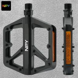 Npynew pedais de bicicleta com rolamento duplo du, com refletor para ciclismo de estrada de montanha, pedais planos de plataforma, acessórios de ciclismo - Image 1