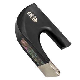 1 peça estilo alemão 3/4 arco de contrabaixo vertical indonésia sapo de ébano de grau a + botão de parafuso montado em cobre concha de abalone colorida - Image 5