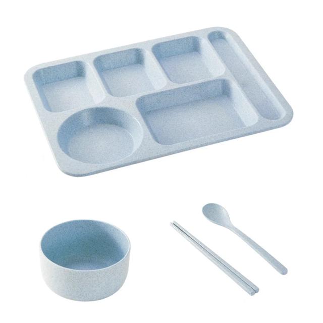 Kit de Pratos Divididos Antiderrapante para Crianças com 5 Compartimentos para Controle de Alimentos
