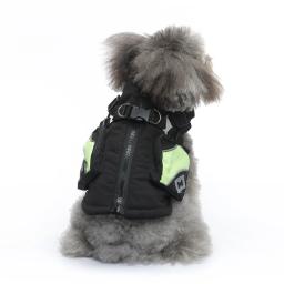 Jaqueta impermeável com arnês para cães pequenos e médios, casaco quente, roupas de inverno com zíper, roupas de cachorro - Image 3