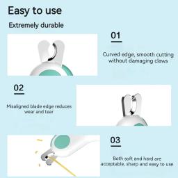 Cortador de unhas profissional com luz LED para animais de estimação, aparador de garras, kit de ferramentas para cães e gatos, cachorros e gatinhos, trava de segurança - Image 2