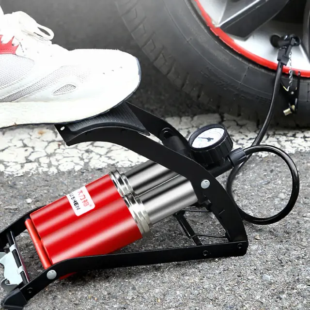 Bomba de Pedal Dobrável para Bicicleta - Inflador de Pneus de Alta Pressão com Tubo Duplo para Bicicletas Elétricas