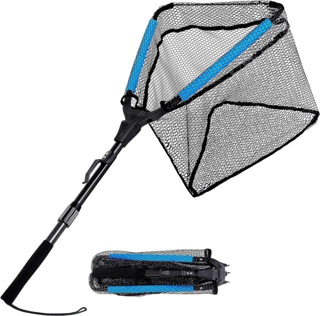 Rede de Pesca Flutuante PLUSINNO Alumínio Dobrável Telescópica Malha Nylon 15.5"