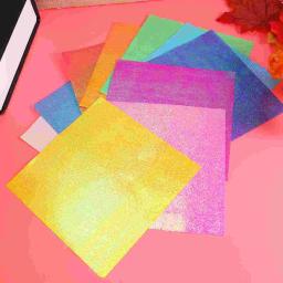 50 peças de papel colorido para artesanato diy e projetos de arte papel iridescente quadrado brilhante dobrável (15cm 10 cores) - Image 6