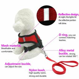 Tecido respirável malha trela do cão, macio e confortável pet harness, filhote de cachorro gato colete, colarinho, suprimentos para chihuahua, pug, buldogue - Image 5