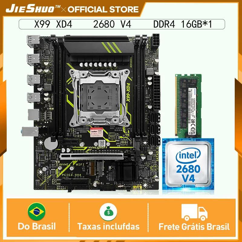 JIESHU X99 Kit Upgrade PC Gamer com CPU Xeon E5-2680 V4 NVMe M.2 USB 3.0