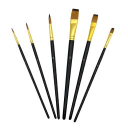 6 pçs conjunto de pincel pintura artista preto punho de madeira óleo acrílico aquarela escova para o corpo rosto rocha desenho da lona arte artesanato - Image 4