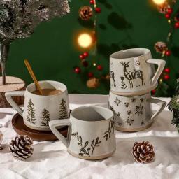 Caneca cerâmica retro com alça resistente ao calor Copo de café de alces Suco artesanal Copo de leite para casa Escritório Copo de água Copo de chá Presente de Natal - Image 4