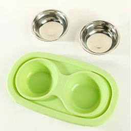 Bacia dupla de aço inoxidável com suporte, alimentador dobrável para gato, cachorro e cachorro, prato de alimentação de água, bebedouro - Image 5