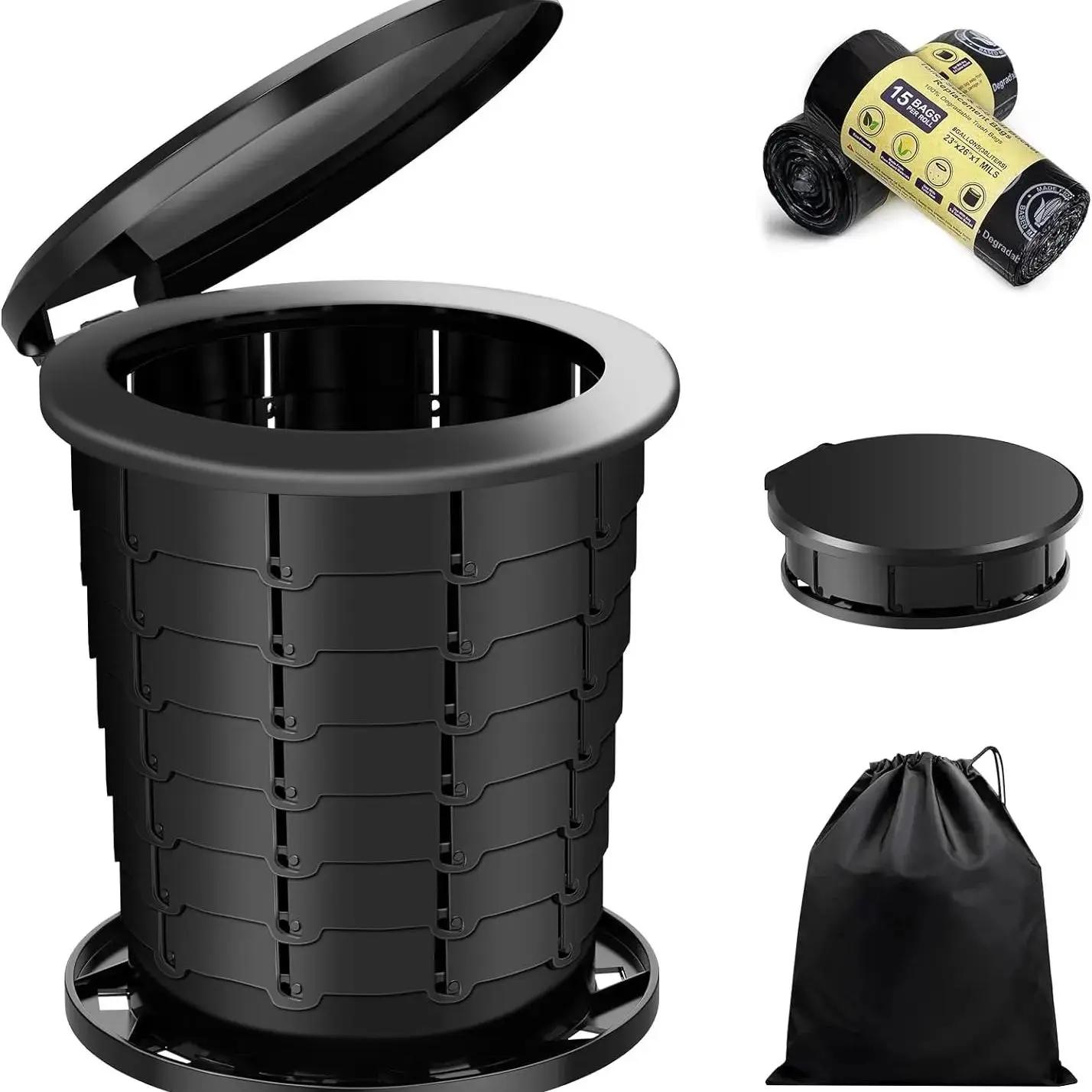 Banheiro portátil retrátil para acampar, 380lbs ajustável dobrável viagem WC, carro preto e camping, atualização XL - Image 1