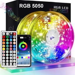 Fita LED com controle remoto, controle Bluetooth, fita LED RGB, fita flexível, decoração de festa doméstica, luz de fundo de TV, 5050 - Image 1