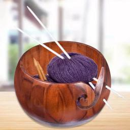 Ecofriendly De Madeira Fio De Armazenamento Tigela Organizador, Malha De Crochet De Lã, Costura Artesanal, Needlework Suprimentos - Image 2