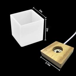 Molde de resina de luz quadrada, moldes de silicone led para resina, moldes de silicone de resina com suporte de base iluminada de madeira para arte em resina - Image 3