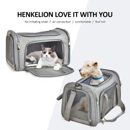 Bolsa dobrável para animais de estimação Saco de viagem respirável Transportadoras aéreas Mochila de viagem para cães e gatos - Image 4