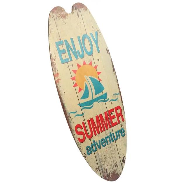 Prancha de Surf Decorativa de Madeira - Tema Verão - 45cm