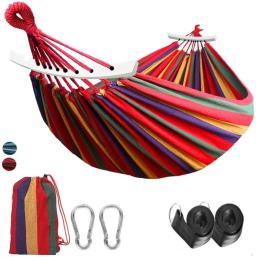 Listra de lona portátil pendurar cama, Hammock ao ar livre, casa, viagens, Camping Swing, duplo, pessoas solteiras, esportes de jardim - Image 1