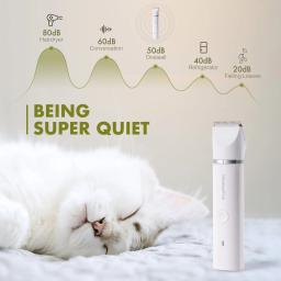 Mewoofun-Pet elétrico aparador de pêlos, 4 lâminas, grooming Clipper, unha moedor corte de cabelo recarregável profissional para cães e gatos, 4 em 1 - Image 2
