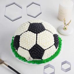 Futebol Padrão Bolo Biscoito Moldes, DIY Hexagon Fondant Moldes, Bola De Futebol Cookie Cutter, Decoração Do Bolo, 4pcs por conjunto - Image 2
