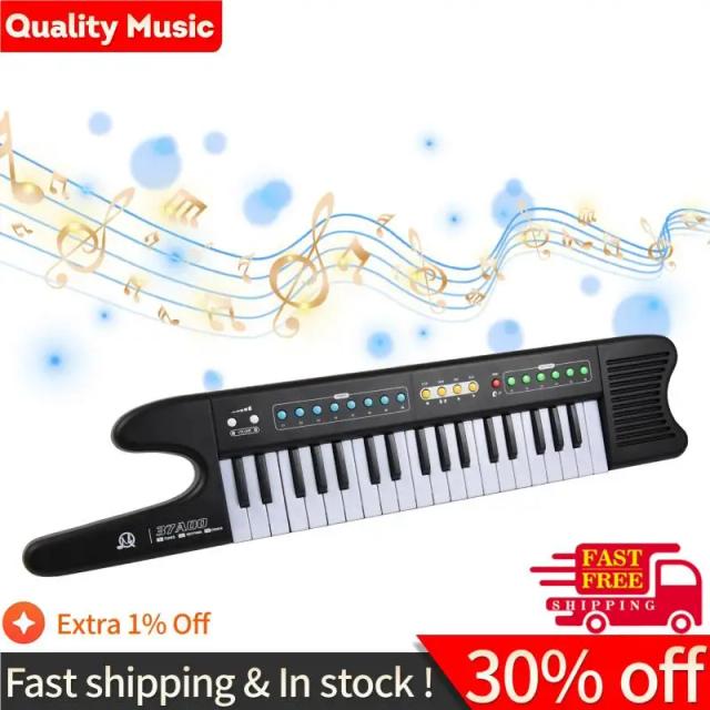 Teclado Eletrônico Portátil de 37 Teclas com 8 Tons, 6 Ritmos e Microfone - Mini Órgão Musical Diversão Garantida!