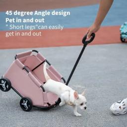 Carrinho de estimação dobrável portátil, 4 rodas, carrinho do cão, viajar compras, caminhar e brincar, adequado para cães e gatos - Image 4