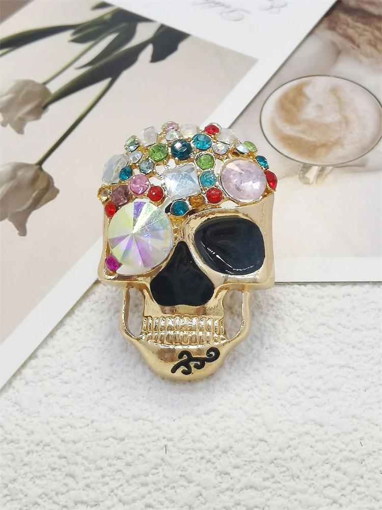 Pinos de metal para sapatilha feminina, encantos de renda, acessórios de sapato, bricolage, strass, caveira, cadarço, fivela decorações, colorido, novo, 1pc - Image 1
