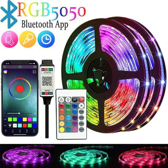 Iluminação de Festa com Tiras LED RGB: Mudança de Cor, Sincronização de Música e 16 Milhões de Tonalidades em Comprimentos de 1m a 5m