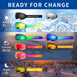 Esportes ao ar livre óculos de esqui proteção uv400 máscara de esqui masculino feminino anti-nevoeiro grande rosto óculos de neve snowboard esqui eyewear - Image 6