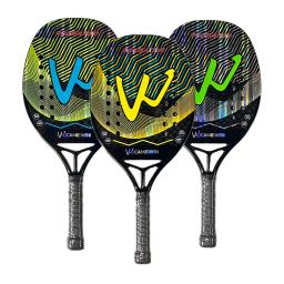 Raquete De Tênis De Praia Com Saco, Quadro De Fibra De Carbono Completo, Kit Camewin Holográfico, Rude Tratamento De Superfície, 12K - Image 1
