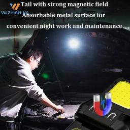 Pequena lanterna led chaveiro luz usb recarregável tocha luz de trabalho multifuncional portátil cob 90 °   Lanterna de acampamento de rotação - Image 6