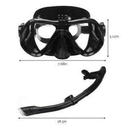 1 conjunto de máscara de mergulho snorkel profissional e snorkels óculos mergulho natação fácil tubo respiração conjunto snorkel máscara - Image 5