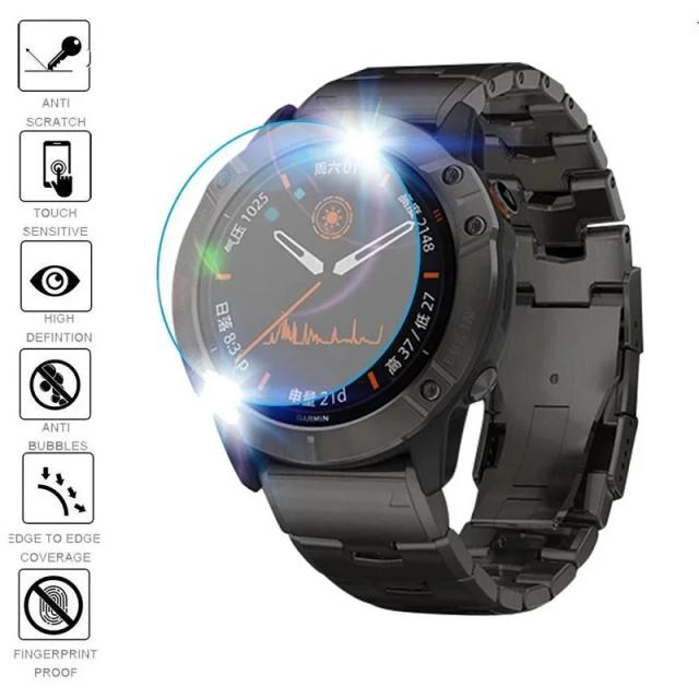 Protetor de Tela em Vidro Temperado 9H para Garmin Fenix 7, 7S, 6, 6S, 6X Pro - Pacote com 3 Peças, Alta Definição, Acessórios Essenciais