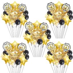 Decoração para festas de aniversário para adultos, coroa grande, balão estrelado, preto e dourado, 21, 30, 40, 50, 60 anos de aniversário, 14 peças - Image 1