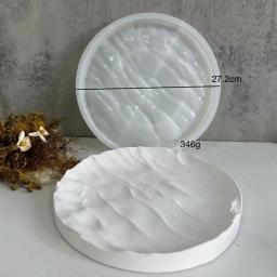 Molde irregular do gesso das ondas do oceano, grande bandeja redonda, molde do silicone, jóia floral, fase da foto - Image 3