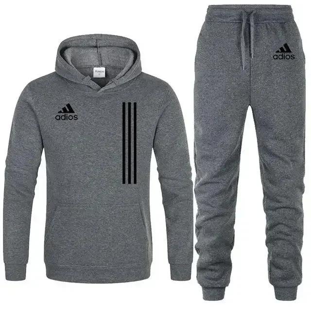 Conjunto Esportivo Unissex para Ginástica ao Ar Livre - Pulôver com Capuz e Calças para Primavera e Outono 2022