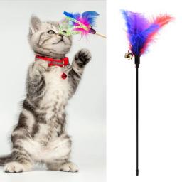 Brinquedo de treinamento interativo para gatos, Teaser de penas, Varinha para gatinho, Vara de plástico, animal engraçado, gatinho, sino, casa - Image 1