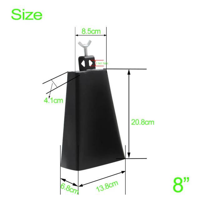 Kit de Sinos Cowbell de 4 a 8 Polegadas para Bateria - Acessórios de Percussão em Aço Estilo Jazz