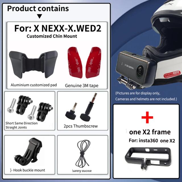 Capacete Personalizado com Suporte Chin Mount para Câmeras GoPro e Insta360, Compatível com Modelos Hero, X NEXX X WED2, DJI Action 4 e Mais